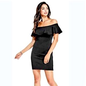 Guess off-shoulder ruffled cocktail dress